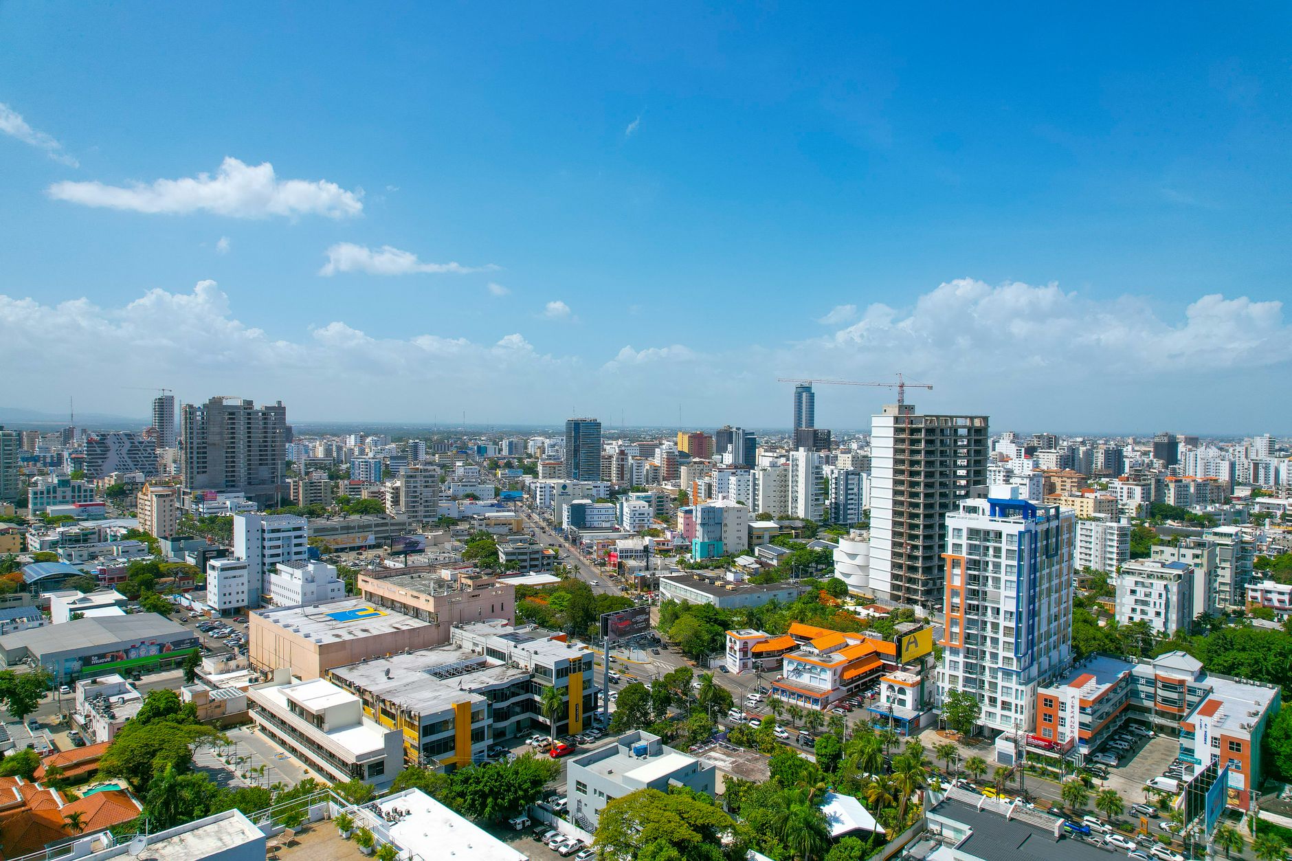 Aerial view of the Santo Domingo skyline, Dominican Republic
